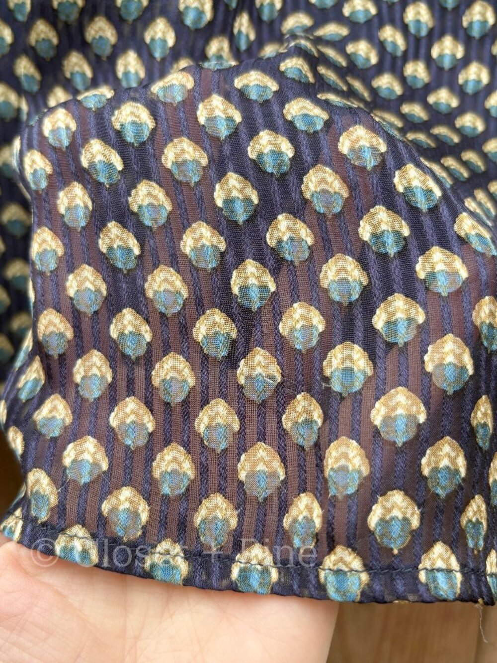 Doen Manzanita Blouse Size Medium 100% Silk Navy Blue Black Top Boho - Picture 13 of 17